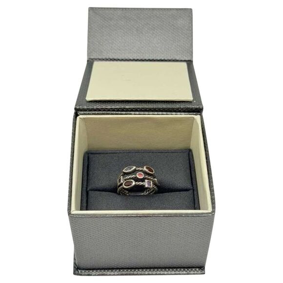David Yurman Three-Row Berry Confetti Ring in Multicolor Sterling Silver - Picture 6 of 7